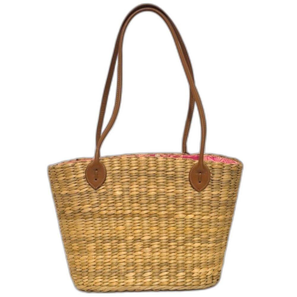 Lilly Pulitzer Vintage Y2k Straw Raffia Floral Tote Beach Bag Coastal Resort - Picture 13 of 14
